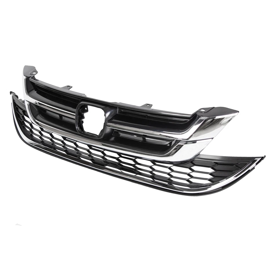 Fits Honda 2010-2011 CRV CR-V Chrome Front Upper & Lower Honeycomb Grill Grille - Imagem 2 de 4