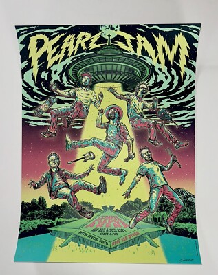 Pearl Jam Seattle Poster 2024 Silkscreen S/N AP Official Blue