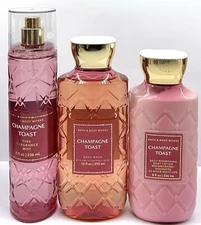 Bath & Body Works CHAMPAGNE TOAST Shower Gel Ultimate Hydration Cream Mist Set ✨