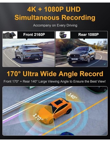 9.66'' Rear View Mirror Camera, Smart Full HD Touchscreen Mirror Dash Cam 1080P - Picture 2 of 6