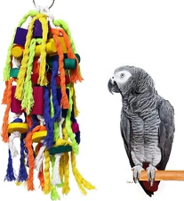 Large and Small Parrot Chewing Toys - Parrot Cage Bite Toys Wooden Block Tearing