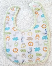 Gerber  Unisex Baby Bib  White With Green Trim  Jungle Theme
