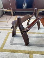 Vintage CAMEL Saddle mid century egyptian wood Wooden ottoman foot seat Stool