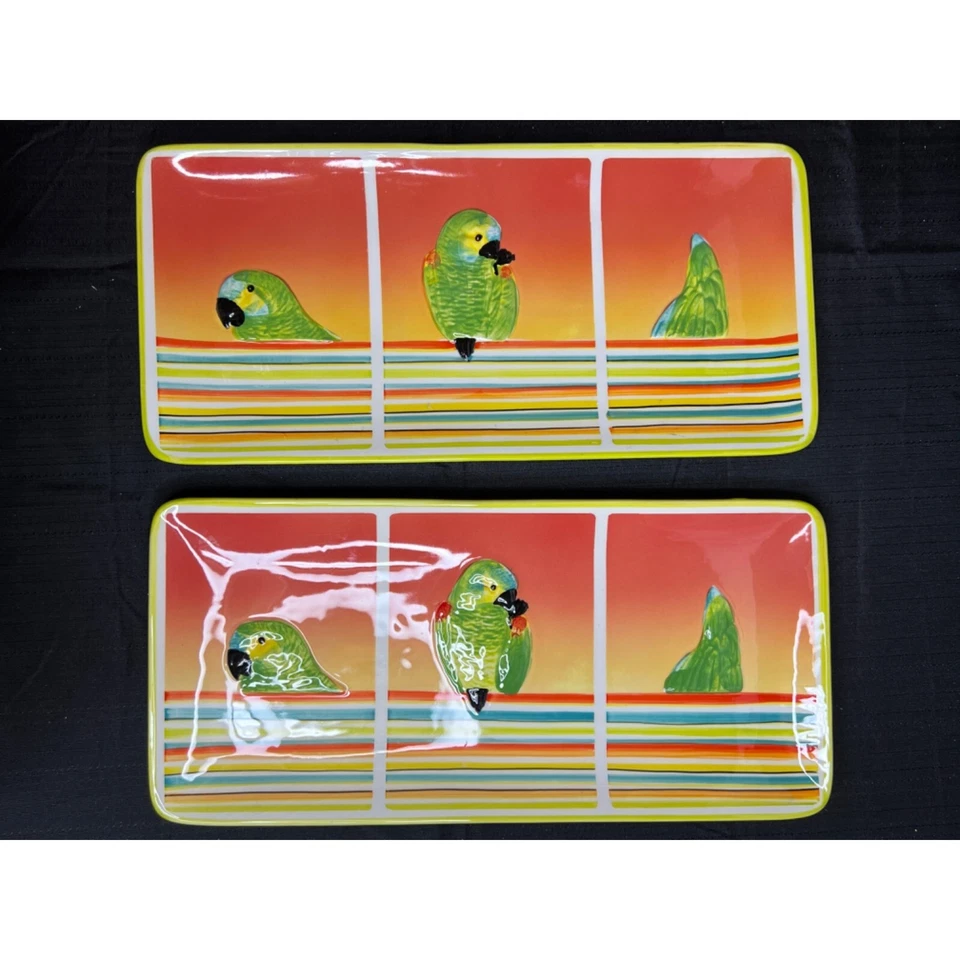 Set of 2 Essential Home Parrot Themed Serving Platters ~ Great for Parties - Image 4 of 4