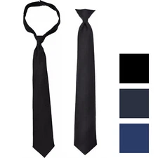 Pretied Necktie Adjustable Breakaway Clip-On / Hook Loop Safety Pullaway Uniform