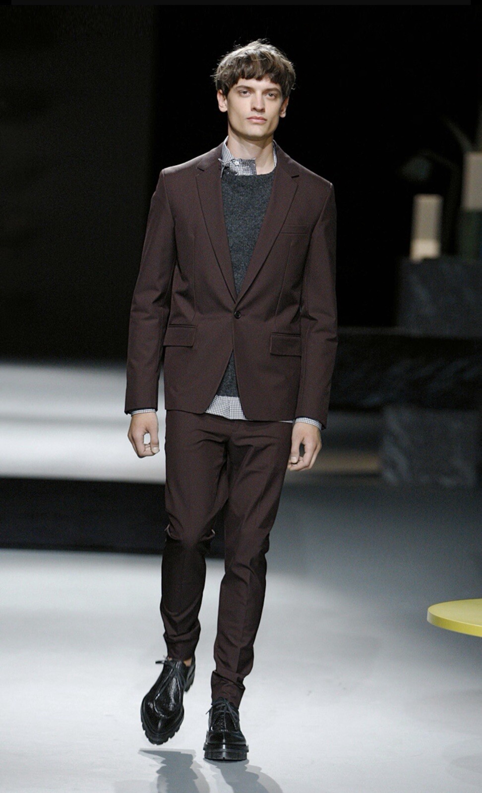 SAOLA Prada Runway AW13 Uomo Marrone Suola Squalo Derby
