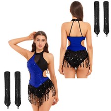 Women Outfits Waltz Costumes Salsa Leotards Rumba Bodysuit Gymnastics 2Pcs Cha