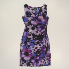 Lauren Ralph Lauren Women’s Rouched Dress Size 8 Purple Floral Stretch Travel