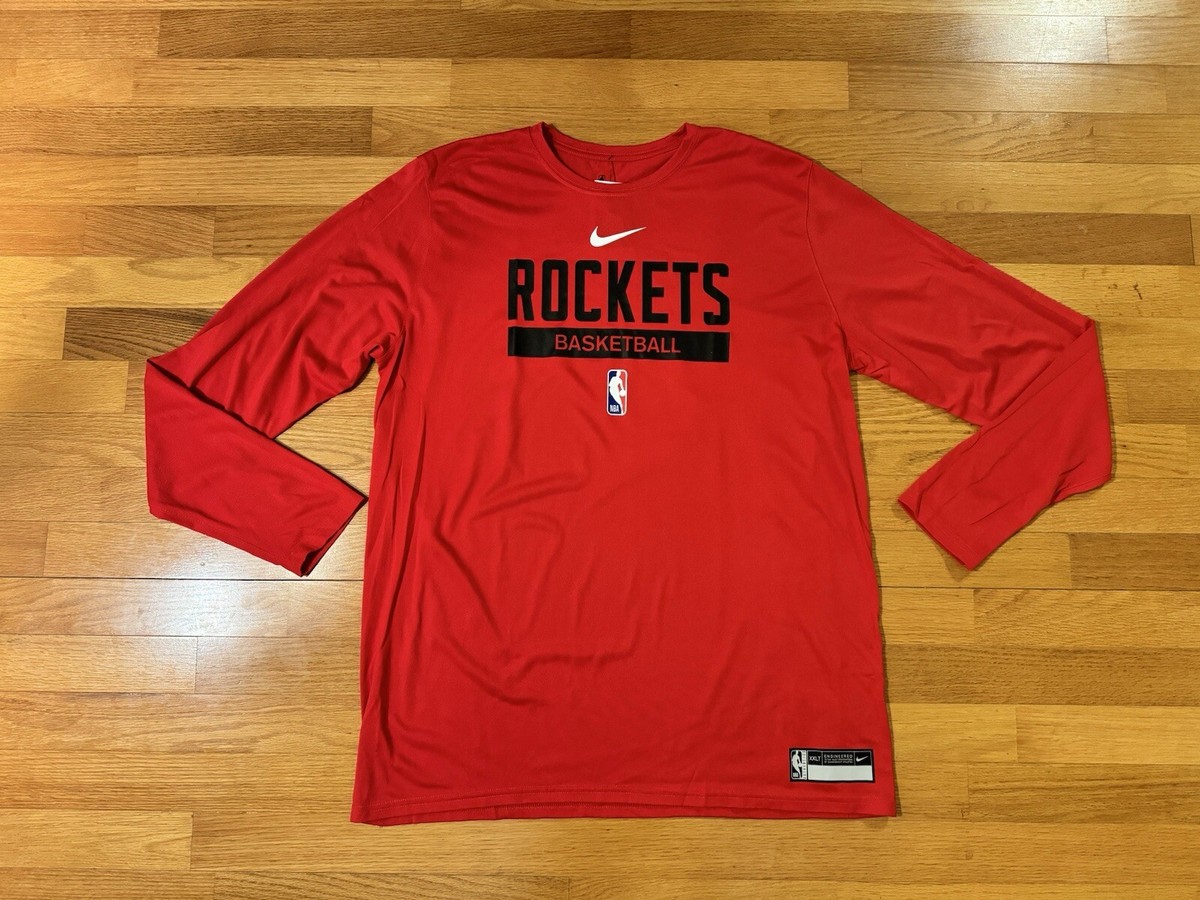 New 3XLT Nike Houston Rockets Dri-Fit Team Practice L/S Shirt Red
