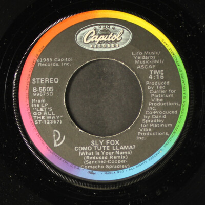 SLY FOX: como tu te llama? / won't let you go CAPITOL 7'' Single 45 RPM