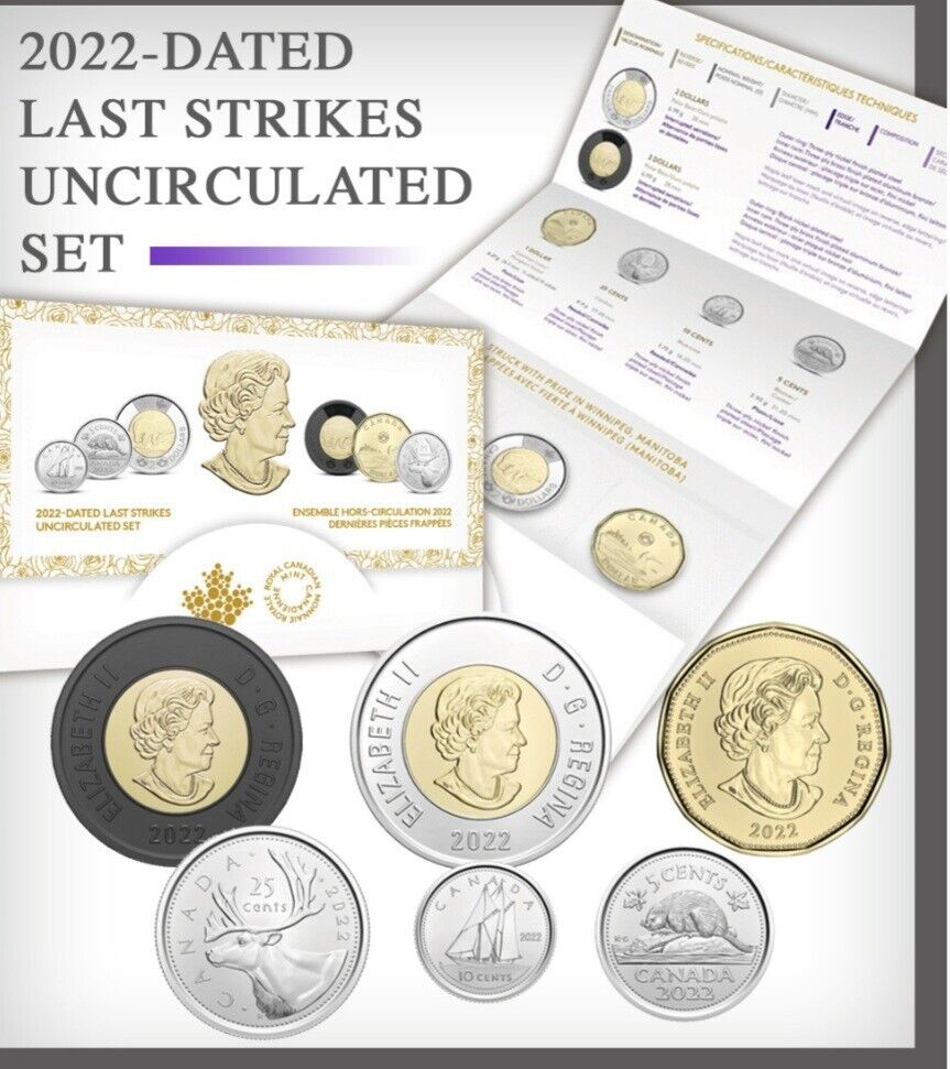 2022 CANADA Last Strikes with Queen effigy Classic Uncirculated 6 Coin Set BR $2