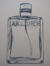 Original Pen & Ink Drawing of Chanel Allure Perfume on Watercolour Paper