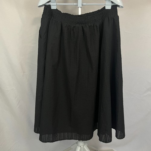 Torrid A-Line Skirt Women 3 Black Stretch Pockets Textured Elastic Waist Pull On - Picture 8 of 9
