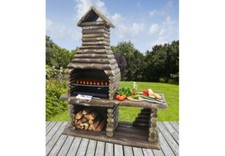 Masonry BBQ barbecue wood effect garden grill wood and charcoal cooking massive