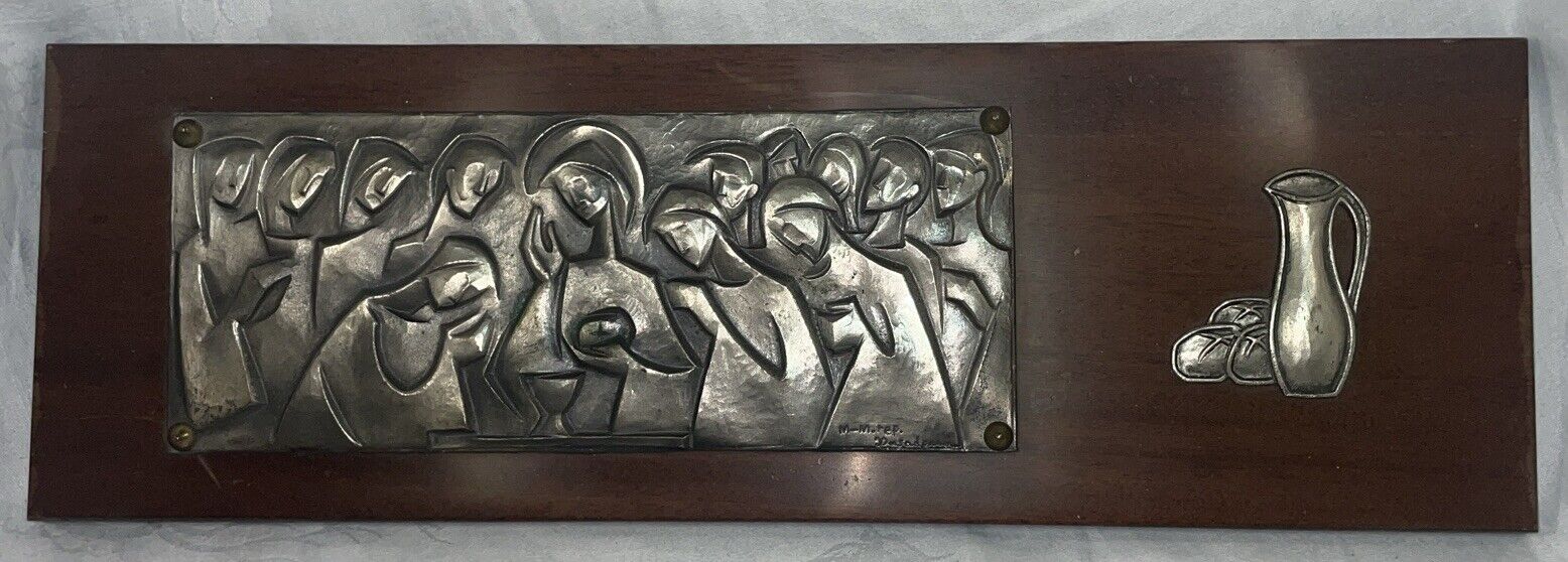 The Last Supper by M. M. rep. Pasadena Wall Plaque Brutalist Metal & Wood MCM