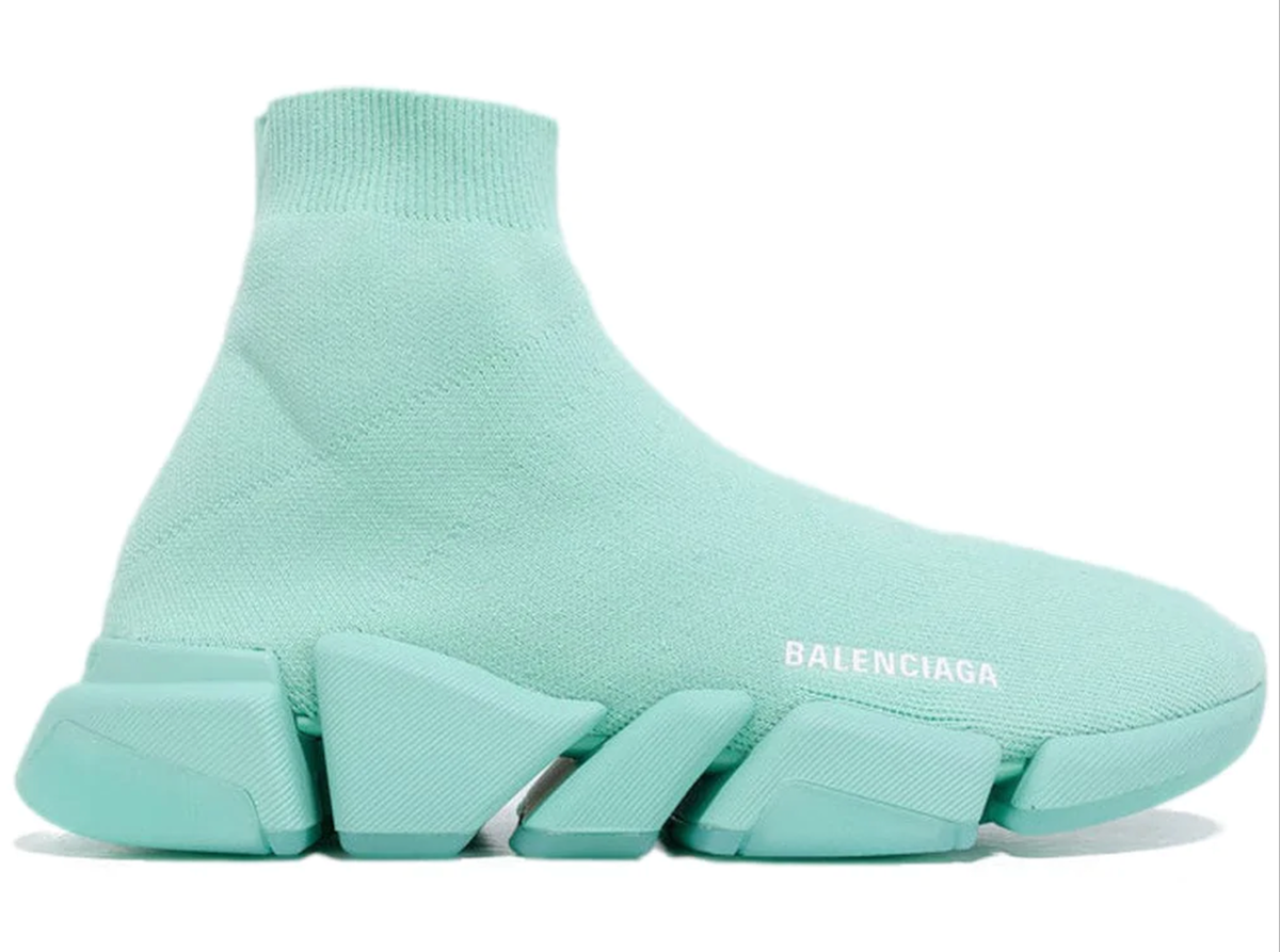 Balenciaga Mens Speed 2.0 Sock Mint Green High Top Knit Balenciaga Mens Speed 2.0 Sock Mint Green High Top Knit