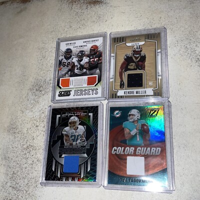 AWESOME 4 PATCH CARD LOT- AUSTIN EKELER OBSIDIAN, TUA TAGOVAILOA, K. MILLER RC,