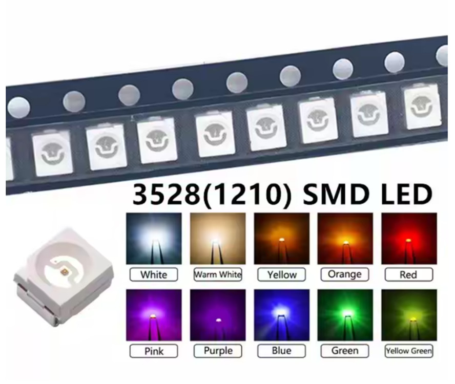 Diodo LED 3528 100 un. Verde ROJO CÁLIDO Blanco HIELO Azul Amarillo Rosa Púrpura-UV Rgb
