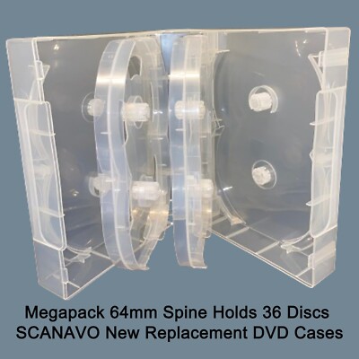 36-Wege Klar Megapack DVD 64 mm [36 Discs] Neu Leer Ersatz Scanavo Etui SET