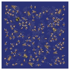 Printed Image Honey Bees Bandanna 22" x 22" Glow In The Dark Nature Facts