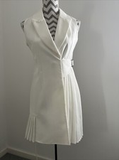 White Pleated Classic Wrap Dress Size Small Labelled As Medium