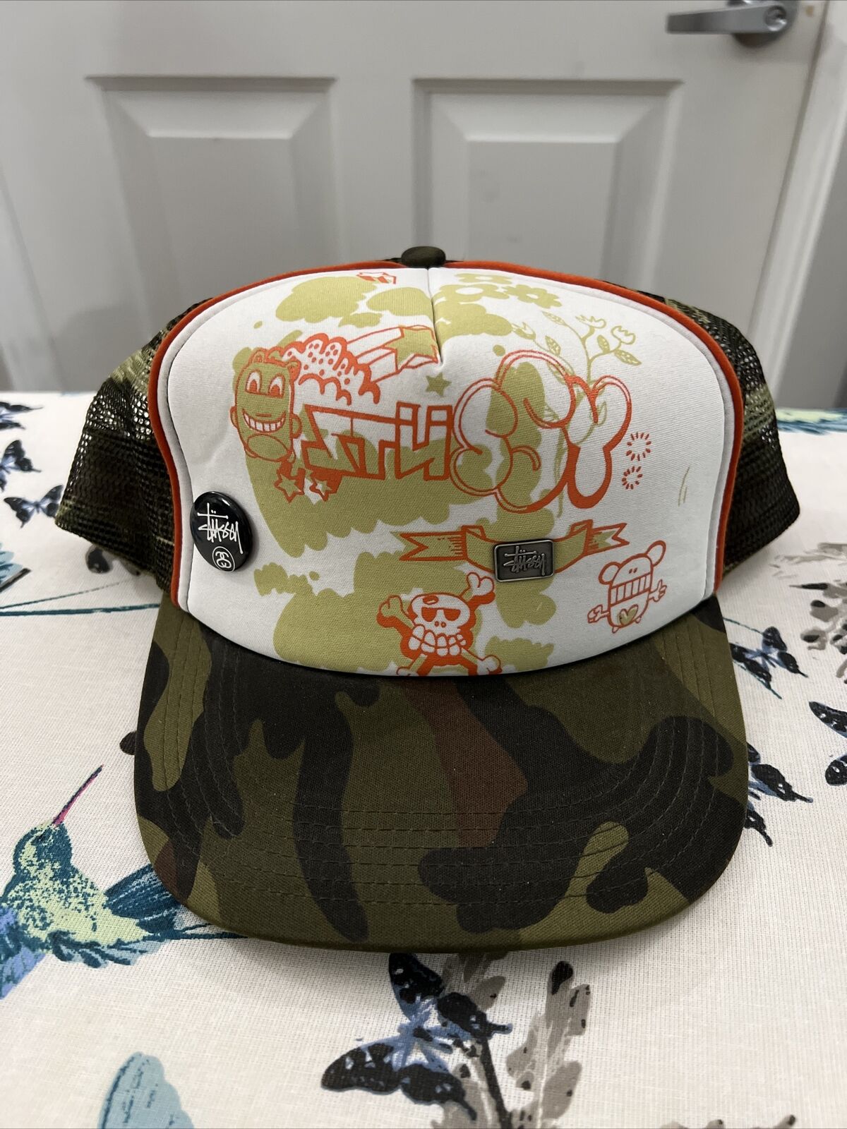 Stussy Camo Mesh Trucker Cap Hat Adjustable - image 1