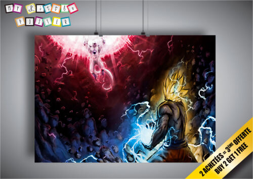 Poster DBZ Sangoku VS Freezer Dragon Ball Anime Manga Wall Art - Picture 1 of 1