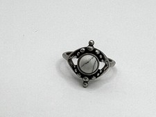Silver Plated White Howlite Cabochon Ring Size 6