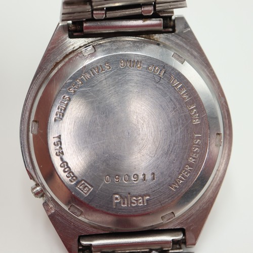 Vintage Pulsar Mens Watch 35mm Gold Tone White Day Date Y513-6059 w New Battery - Picture 22 of 22