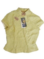 ★ NOA NOA ★ XS ~ Bluse kurzarm ~ Seidenbluse ~ Asia-Style ~ gelb ~ Seide ~ NEU