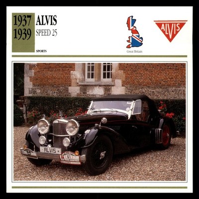1937-1939 Alvis Speed 25 Classic British Sports Car Info Card Postcard
