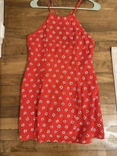 Zara Red Floral Daisy Mini Dress Cocktail Party Sz M Criss Cross Sleeveless