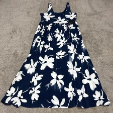 Simply Vera Vera Wang Dress Blue White Floral Sleeveless Women’s Size Medium NWT