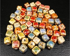 8mm Multicolor Ceramic Square Beads Qty:22