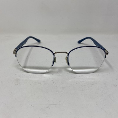 Ray-Ban RB6487 3145 52-20-145 Blue Gold Half Rim Round Eyeglasses +Q64