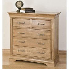 Solid Oak 2 Over 3 Chest of Drawers, French Oak Dovetail Bedroom Furniture New