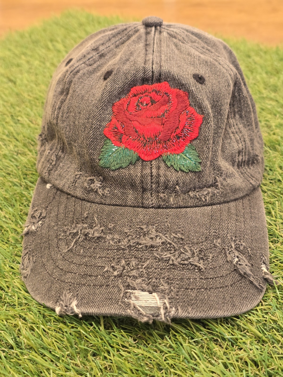 2016 Authentic Jon Stan Grey Denim Distressed Hat… - image 3