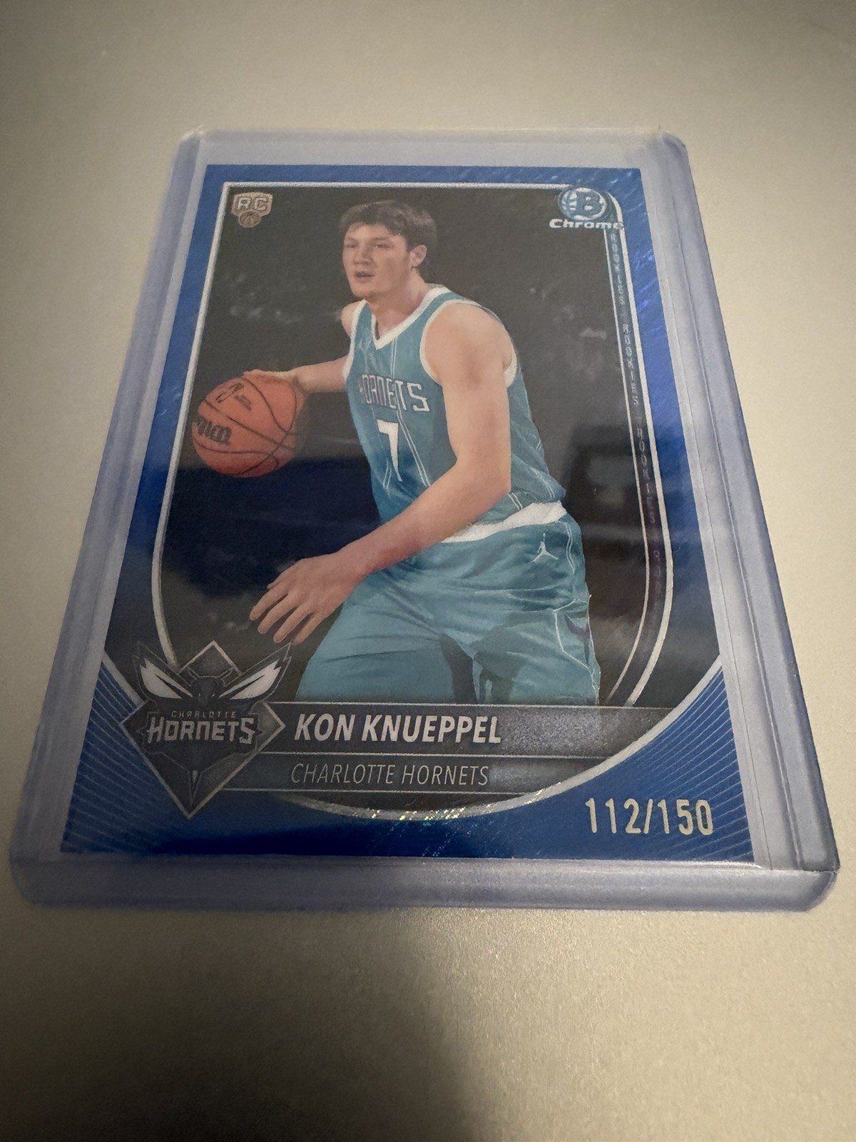 2025-26 Bowman Chrome Kon Knueppel RC /150 Blue Shimmer Refractor #BCV-4 Hornets