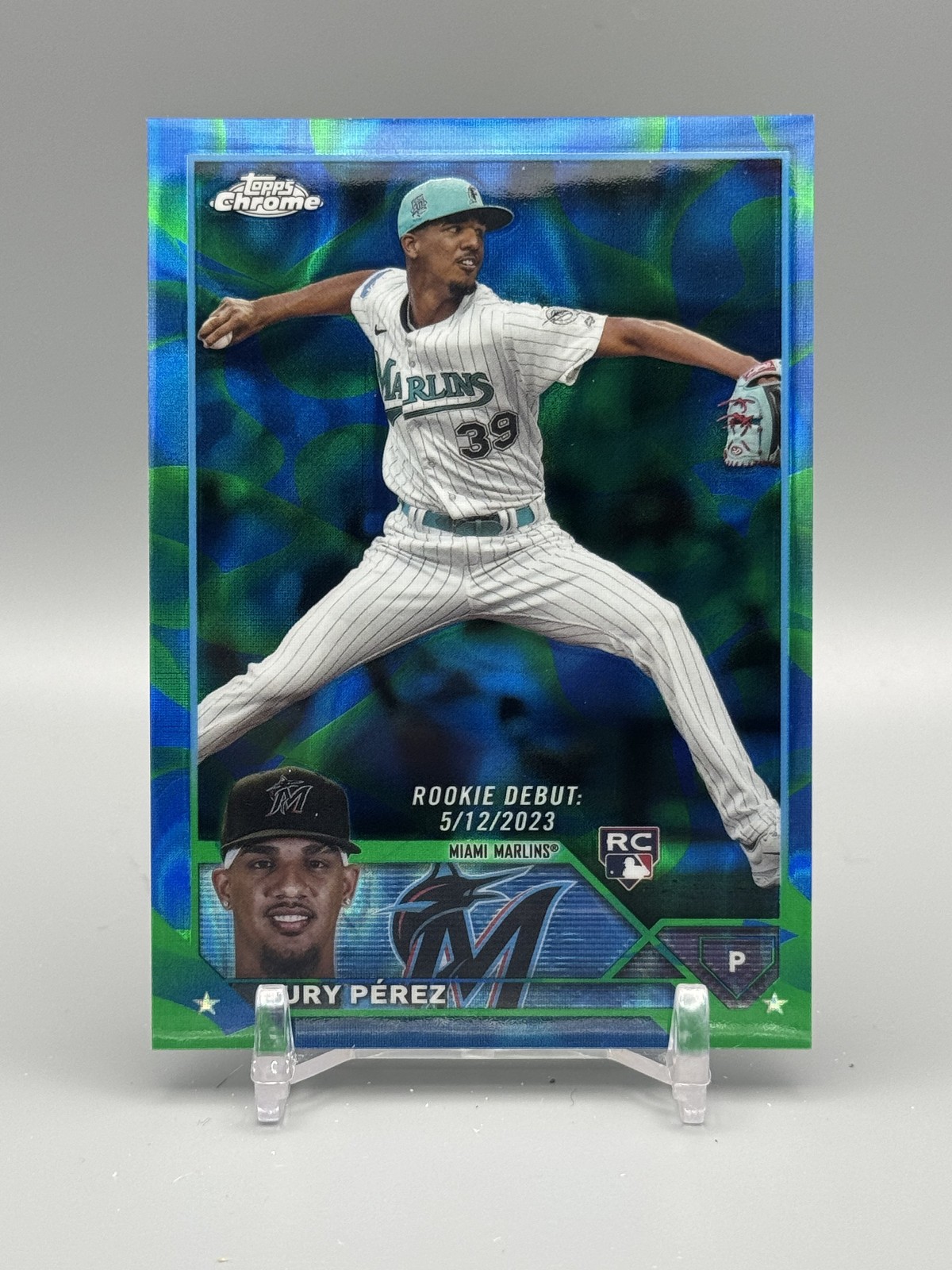 2023 Topps Chrome Update Eury Perez RC Blue Green Lava Lamp /125 #USC175 Marlins