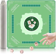 Mahjong Mat for Table- Anti Slip Noise Reduction Mahjong Mat with Rules, 31.5x31