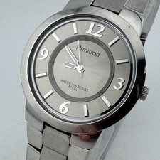 Armitron Quartz Watch 20/4061 Men 50m Silver Steel Thin Analog New Battery 7.75"