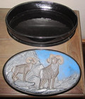Vintage Ceramic Metal Ram Big Horn Sheep Design Jewelry Trinket Stash Box — photo 3