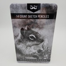 Mr. Paquete de 14 lápices de dibujo de arte a pluma estuche de metal 10B-6H