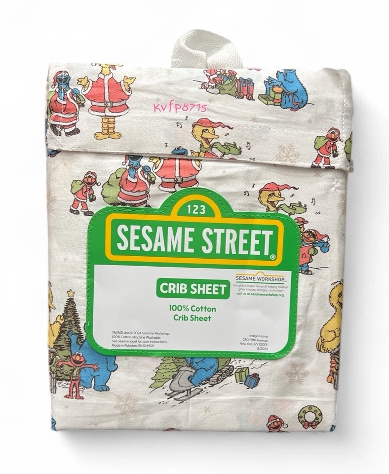 全新芝麻街圣诞婴儿床 婴儿床单 Elmo、Cookie Monster、Big Bird — 第 2/3 张图片