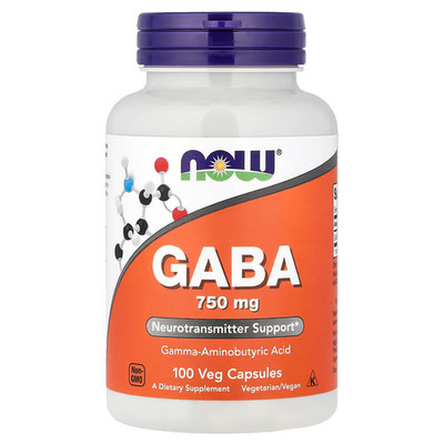 NOW Foods GABA 750 mg 100 Veg Capsules