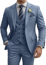 Mens Suit 3 Piece Slim Fit Suits Double Breasted Suit Business Dinner Tuxedo