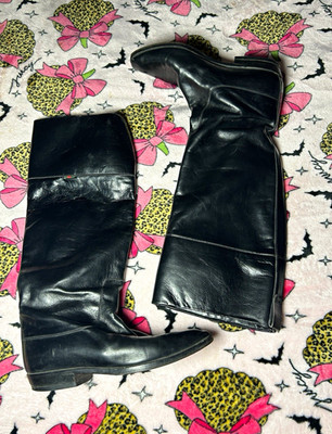 Gucci Black Leather Knee High Pull-On Riding Boots Women s EU 36 US 6