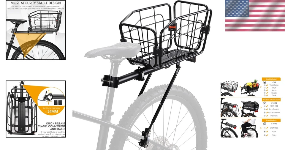 Lightweight Aluminum Bike Cargo Rack - 165 LB Capacity - Image 2 of 4