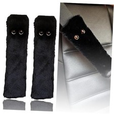 Black Cat Eyes Seat Belt Strap Cover Pad, Cute Funny Kawaii Interior Car