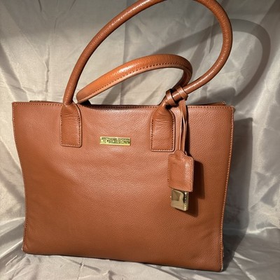 Joy & Iman 100% Split Leather Brown Tote Handbag Purse